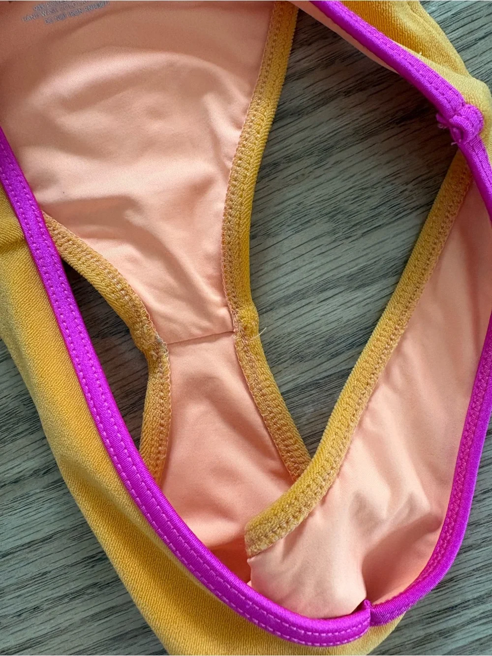 Frankie's Bikinis Orange Triangle Bikini with Pink Trim